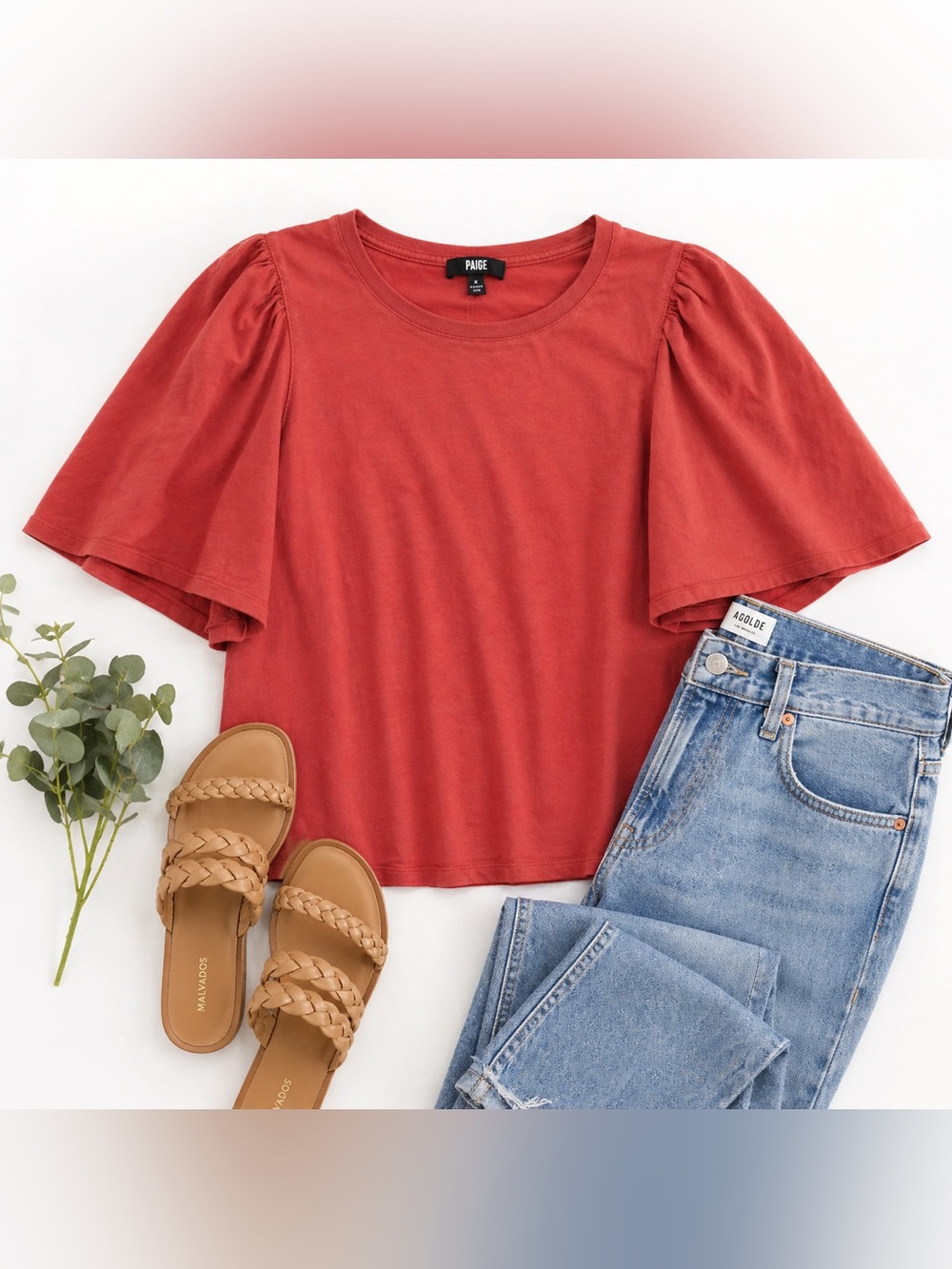 PAIGE Rust Puff-Sleeve Tee